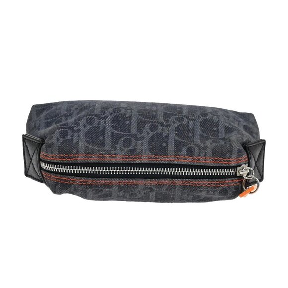 CHRISTIAN DIOR Logo Trotter Pattern Denim Pouch Bag Canvas Leather - Picture 10 of 16